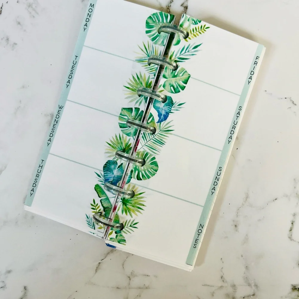Skinny mini planner weekly layout tropical plants flowers plant lover stickers